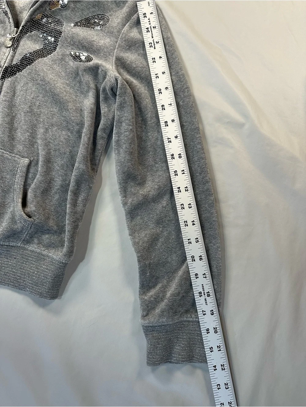 Justice Gray Velour Zip Hoodie with Sequin Heart size 16 girls